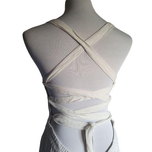 Newport News Boho White Tie Back Dress Light Weight Summer Style Womens 8 - Picture 8 of 13